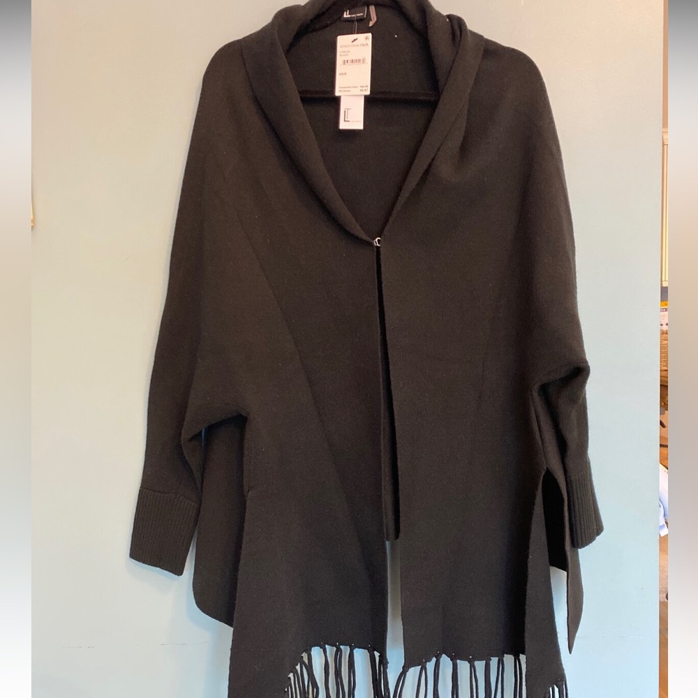 Brand New Black Fringed Cape from "Love Token" - originally $162